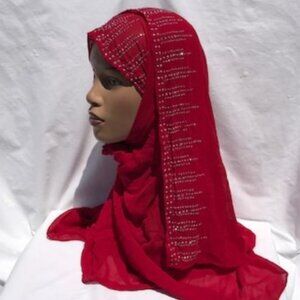 Fashion Scarf Chiffon Rhinestone Hijab Shayla RED